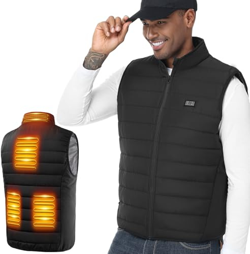 LABCOOL Gilet Chauffant Homme Femme - Veste Chauffante avec Chauffage 6 Zones et 3 Niveaux - Alimentation USB avec Powerbank 10000mAh - Lavable en Machine