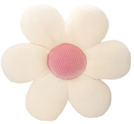 LATRAT 1 Stück 60cm Blumenkissen Bodenmatte aus Dekokissen Stuhlkissen Zierkissenbezüge Raumdekoration Plüschkissen, Weiß & Pink
