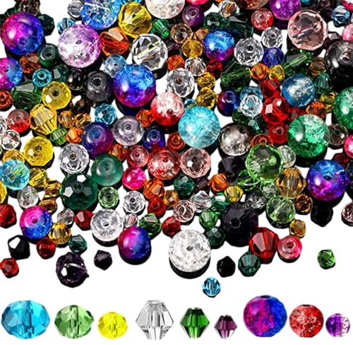 1300 PCS Crystal Glass Beads - Mixed Beads for Bracelet & Necklace Making - DIY Craft Projects