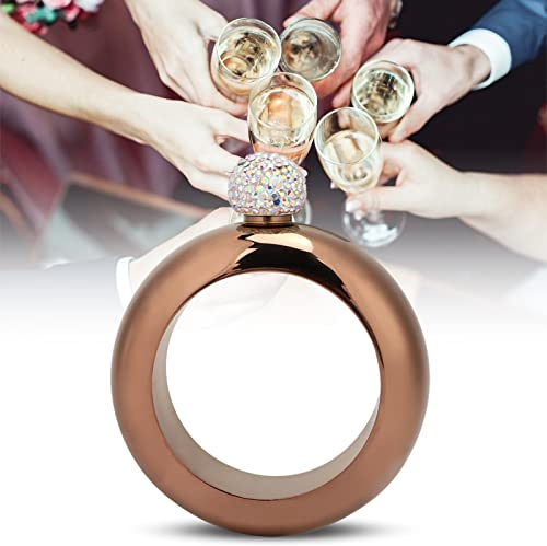 Petaca de Pulsera, 3.5 Oz, Pulsera de Petaca, Pulsera de Petaca, Pulsera de Pulsera, Jarra de Acero Inoxidable, Forma de Pulsera, Petaca Redonda Hueca con Tapa de Cristal, Petaca