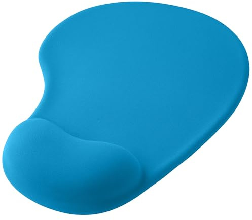 OcioDual Tappetino Mouse Poggiapolsi, Tessuto Morbido con Base in Gomma Antiscivolo, Colore Blu Chiaro, Tappetino Mouse Ergonomico con Supporto in Gel, Gioco, Ufficio