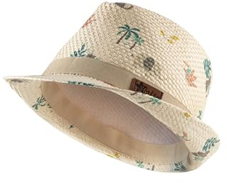 Sterntaler Sombrero de Paja para niños con Cinta de Grosgrain Impreso con Sombrero de Animales de Safari, Arena, 55