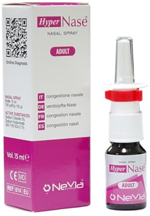 HYPERNASE Spray Nasale Adulti – Soluzione Ipertonica 3% con Acido Ialuronico 0,1%, Congestione e Muco