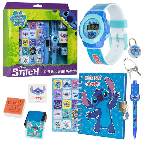 Disney Stitch Orologio Digitale Bambino & Accessori Set, Orologi Diario Timbro