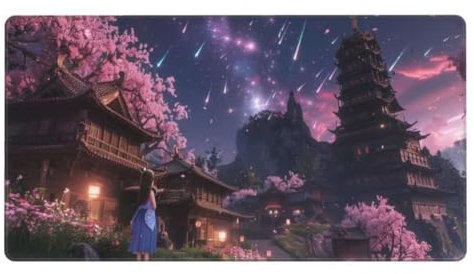 Mauspad XXL 600x300mm, Mauspad Kirschblüten Mousepad, Mädchen Schreibtischunterlage Kinder, Wasserdicht Mauspad Gaming, Vernähte Kanten Desk Mat, Anti-Rutsch Mouse Pad, Gaming, Büro, Zuhause ly-439