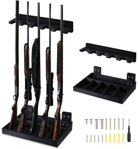 GlikCeil Vertikale Waffenhalterung aus Holz | Long Guns, Shotguns, Rifle Racks, Display Holder Stand, for Firearms Display Storage, Home Accessories, Office