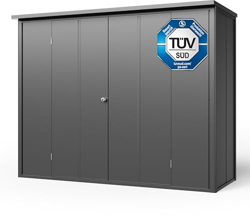 GFP Primeyard Armoire de Jardin en métal 228x84x181 cm Abris de Jardin Anthracite, Plancher Inclus