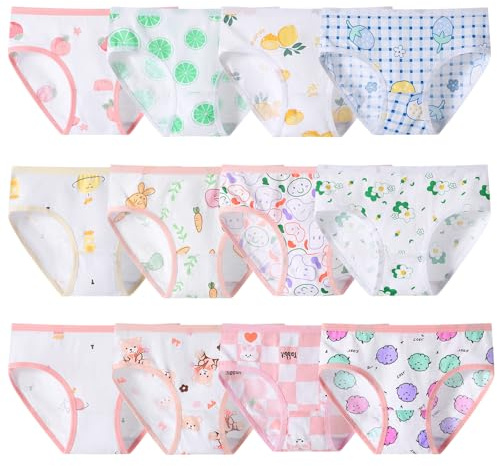 Anntry Enfants Aléatoire 12 Pièces Coton Culottes Bébé Culottes Douces Confortables sous-Vêtements Petites Filles Assorties Slip 2-12 Ans