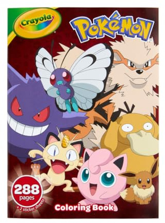 Crayola Pokémon Malbuch, 288 Seiten, Pokémon-Malvorlagen und Aufkleber, Geschenk für Kinder, Alter 3, 4, 5, 6 Jahre