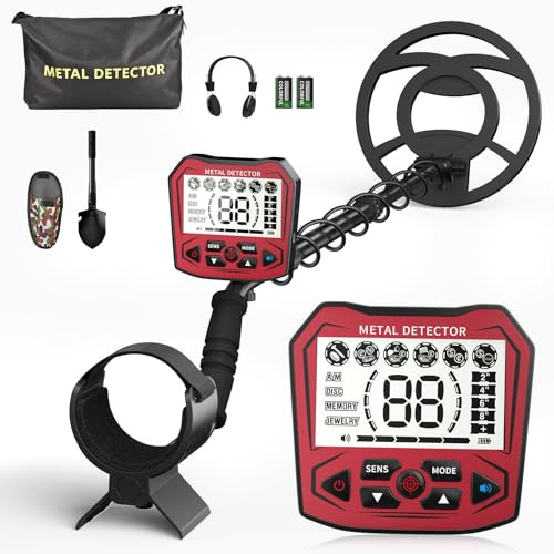HIUYRFS Metal Detector ad Alta Precisione, Lunghezza Regolabile 113 cm - 141 cm, 5 Modalità, Metal Detector Professionale con Schermo LCD, Bobina di Ricerca Impermeabile IP68 per Adulti & Bambini