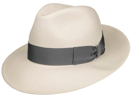 Borsalino Big Brim Bogart Panamahut Bogarthut Strohhut Hut Sommerhut Sonnenhut Panamastrohhut Damen/Herren - Made in Italy Panamastroh mit Ripsband, Ripsband Frühling-Sommer Sommer