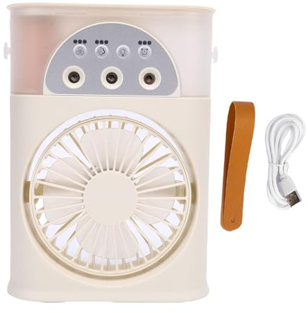Keenso Ventilador de Enfriador de Aire de Escritorio, Ventilador de Aire Acondicionado Portátil Tranquilo 4000 MAh Recargable con 3 Velocidades, para Viajar en Casa Al Aire en