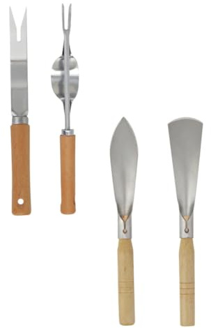 VICASKY Kit Outils Jardinage Acier Inoxydable Manche Pelle Pointue Carrée Forme et Courbée pour Plantation Désherbage et Transplantation Polyvalente