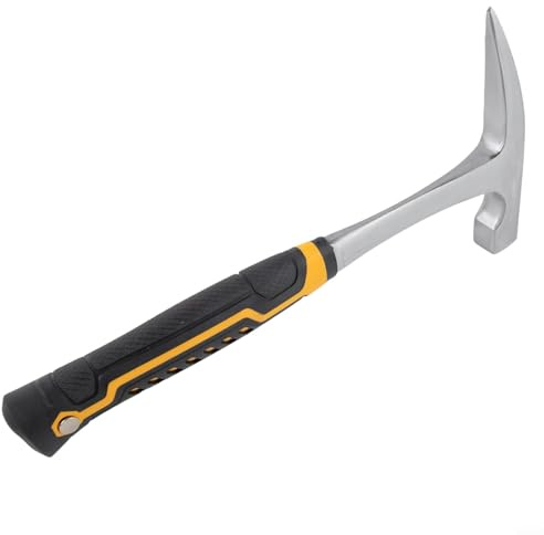Besttoolifes Marteau géologique 45 Pioche en acier avec tête plate et pointe pointue, poignée en caoutchouc antidérapante pour l'exploration minière, la maçonnerie et la construction extérieure, haute