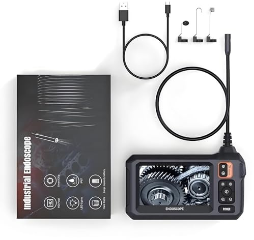 BOGJFC 8mm HD 1080P Industrial Endoscope Camera with 4.3 Inch IPS Screen for Car Repair and Plumbing Pipe Inspection IP67 Waterproof Semi Rigid Cable 1m/5m/10m Orange(10M,8MM Single Lens)
