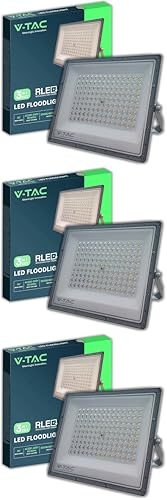 V-TAC Faro LED da Esterno 100W - [Chip Samsung + Tecnologia RLE] - 8150 Lumen - IP65 - Proiettore Faretto LED Nero Casa, Giardino, Garage, Magazzino - Luce CCT 3 IN 1 Calda, Fredda o Naturale