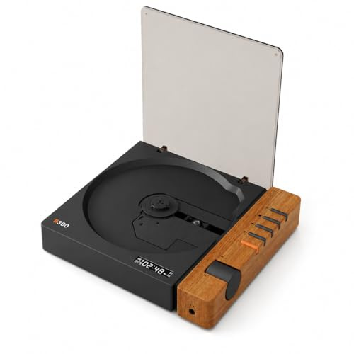 Lecteur CD rétro avec Bluetooth | Lecteur CD portable de bureau pour la maison | Batterie rechargeable, sortie SPDIF, design vintage compact (marron)