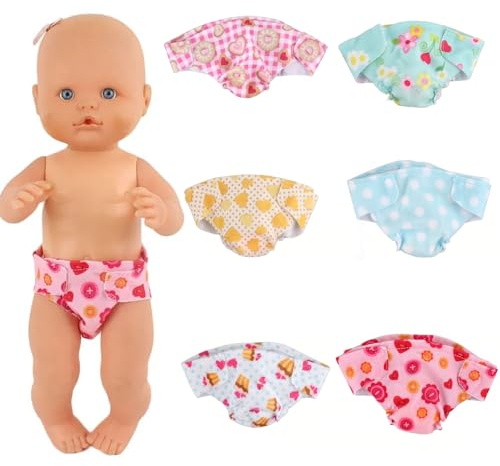 Teouuas 6 Stück Puppenwindeln, 14/18 Zoll Puppenwindeln für Baby Puppe, Baby Puppenwindelns Set, Süßes Puppens Windeln für Babys Puppen, für Pretend Play, Puppen Windeln Socken