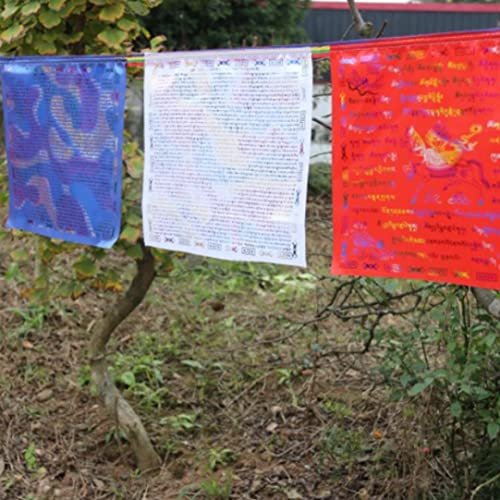 Pesoncarl Bandiere di Preghiera tibetane Bandiera del Cavallo del Carattere tipografico Dorato Lungta Bunting per Appendere a Parete per Esterni 25 Pezzi