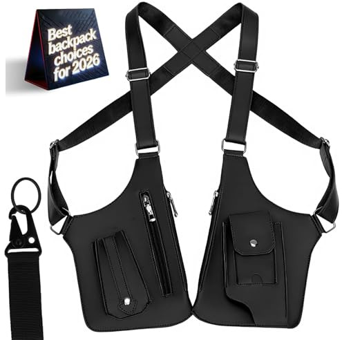gresonic Sac Bandoulière Double Homme en Cuir Unisexe pour sous Les aisselles, Sac à bandoulière réglable avec Attraction magnétique Faible et Design Anti-vol Discret