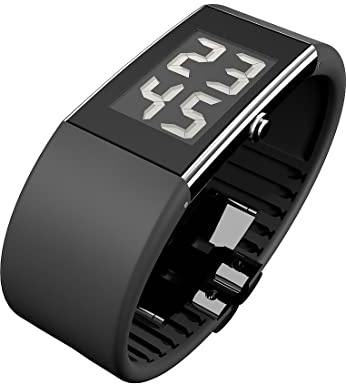 Rosendahl RS43103 LCD-Armbanduhr mit schwarzem Kunststoff-Armband.