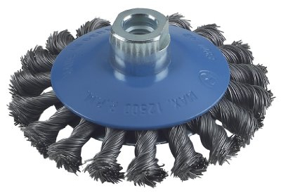 Bosch 1x PRO Steel Longlife Kegelbürste, gezopfter Draht für kleine Winkelschleifer und M14-Gewinde (für Stahl, Ø 100 mm, Professional Zubehör Kleiner Winkelschleifer)