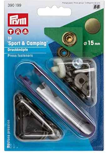 PRYM 390199 Nähfrei-Druckknopf Sport & Camping Messing 15 mm altmessing