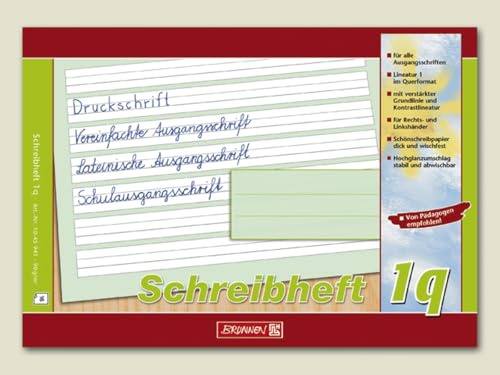 Brunnen 10 x Schreibheft A5 quer Lineatur 1q 90 g/qm 16 Blatt