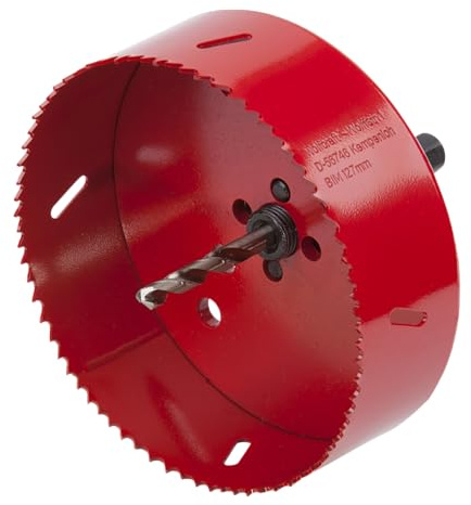 wolfcraft Bi-Metall-Lochsäge ⌀ 127 mm I 5495000 I Für Trockenbaumaterialien, Holz, Kunststoffe und Metalle, Schnitttiefe 40 mm