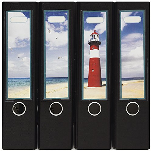 Design Ordner-Rückenschilder zum Einstecken - Motiv Lighthouse at the beach - für breite Din A4-Ordner, original von File Art