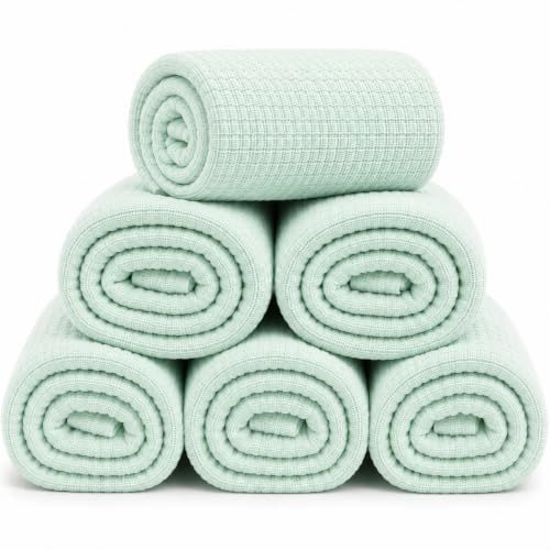 DUDU N GIRLIE 6 Pack Baby Muslin Squares 70x70cm, Mint, Double Layer Cotton Muslin, Reusable Burp Cloths for Everyday Baby Care