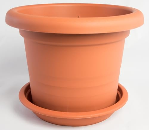 Portavaso Montana con sottovaso, disponibile in diversi colori e dimensioni, colore: terracotta, diametro: 60 cm