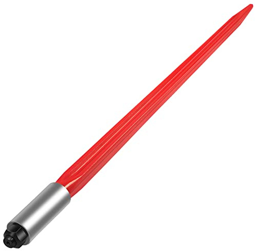 VEVOR Hay Spear 32 Bale Spear 1350 lbs Capacity, Bale Spike Quick Attach Square Hay Bale Spears 1 3/8 Wide, Red Coated Bale Forks, Bale Hay Spike with Hex Nut & Sleeve for Buckets Tractors Loaders