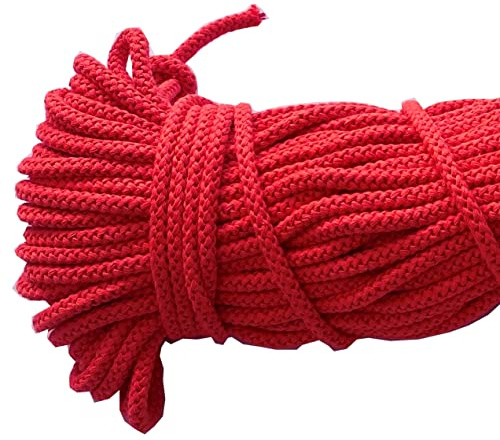 Mississhop Kordel 8 mm I 50 m 100% Baumwolle Baumwollkordel Seile Rot Ø 8mm