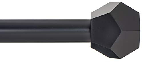 Ivilon Drapery Treatment Window Curtain Rod - Faceted Hexagonal 1 inch Pole. 28 to 48 Inch. Black