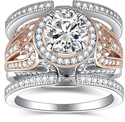 JewelryPalace Vintage Infinity 2ct Zirkonia Halo Promise Ring Damen Verlobungsring Silber 925 Rosegold, Herz Liebe Simulierter Diamant Hochzeitsring Vorsteckring Trauringe Band Ring Set Frauen 54