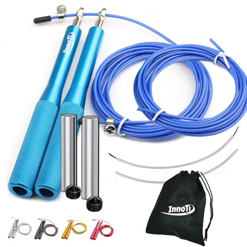 InnoTi Springseil Erwachsene Fitness - Mit Oder Ohne Ballast - Speedrope Seilspringen Crossfit für Boxen - Anti-Rutsch Leichte Aluminium Griffe für Double Unders