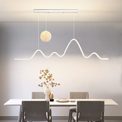 Bellastein Modern LED Hängeleuchte Esstisch Pendelleuchte 36W Höhenverstellbar Kronleuchter Dimmbar mit Fernbedienung Hängeleuchte für Esszimmer Wohnzimmer Bar Büro lampe (weiß)