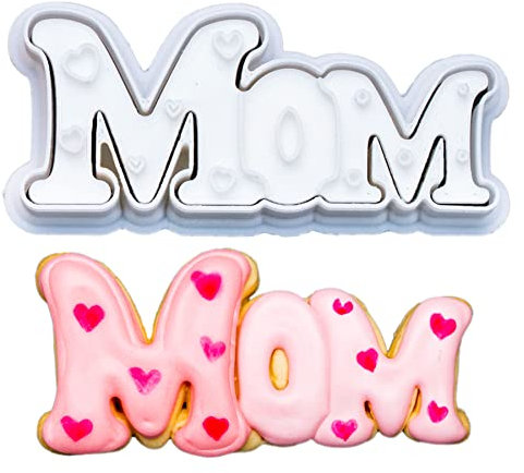 Flycalf Emporte-pièce pour maman avec tampons à piston, décoration en forme de lettres détaillées pour gâteaux, moules de cuisson en PLA cadeaux pour enfants, décoration de fête, 8,9 cm, fournitures
