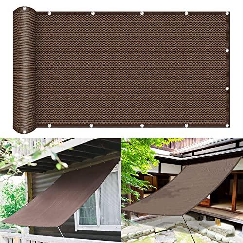Sonnensegel 4 x 6 m Wetterbeständig atmungsaktiv Sonnenschirm Segel Sonnenschutz Netz mit Kabelbinder Ohne Bohren für Garten Balkon Terrasse, Braun