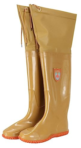 Watstiefel Eine 60 cm hohe Wathose mit Gesäß, wasserdichte Stiefel for Männer und Frauen for Angeln/Umpflanzen/im Freien, bequem und rutschfest (Color : Yellow, Size : 39)