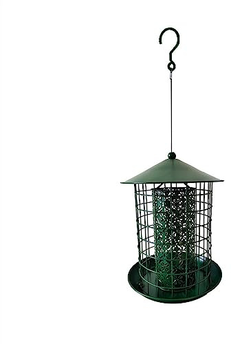 Protector Vogelfuttersilo Mit Räuberschutz,Vogelhaus,Futterhaus,Kunststoff-Garten-Wildvogelsamen-Futterhäuschen Mit Sitzstange,Futtertrog Verstellbarem Haken,Gartendekoration,Allwetter-Futterstation