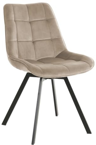 exitodesign Drehstuhl Esszimmer LAPO 49x62x83 cm - Esszimmerstühle Gesteppt 360° Drehbar Bürostuhl Stuhl - für Esszimmer Küche Wohnzimmer Salon Schreibtisch (Velvet Beige)