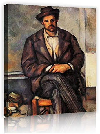 LEFEDA Sitzend Bauer Leinwandbilder Wandkunst Paul CéZanne Berühmte Ölgemälde Reproduktion Klassisches Kunstwerk für Wohnzimmer Wohnkultur 80x96cm Innenrahmen