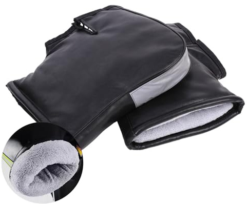 Ulawellor Gants de Guidon Moto Hiver Étanches | PVC Extérieur, Doublure Polaire, Coupe-Vent, Résistant à l’Usure, Montage Sans Outil, pour Vélo et Motoneige