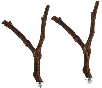 Beaupretty 2pièces Perchoir Bois Naturel pour Oiseaux Support Entraînement pour Perruches Et Perroquets Accessoire De Jeu Bois De Vigne Lot