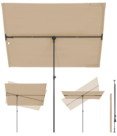 Sekey Ombrellone rettangolare 130 x 180 cm ombrellone balcone con protezione solare UPF50+, ideale per protezione solare e privacy su balcone e terrazza.