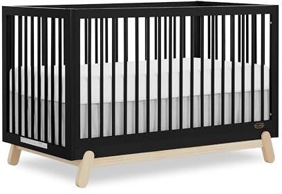 Dream On Me Hygge 5-in-1 Convertible Full-Size Baby Crib in Matte Black Vintage, GreenGuard Gold & BSA, Converts to Toddler, Day & Full-Size Bed, Adjustable Mattress Heights, Modern Nursery