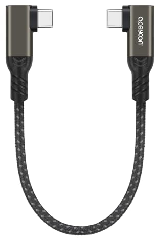 aceyoon 240W Cavo USB C Corto, 20cm USB C a USB C Cavo Angolo 90 Gradi Nylon Intrecciato di Tipo C Cavo di Ricarica Veloce per iPhone Serie 15, per Galaxy S20 S10 S9, per Google 4/3 XL,