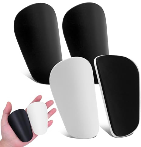 Piuluvor® 4 STK Mini Schienbeinschoner Fußball Schoner Klein Shin Pads | Kleine Schienbeinschoner für Männer Frauen Kinder Jungen Mädchen Erwachsene (Schwarz und Weiß)
